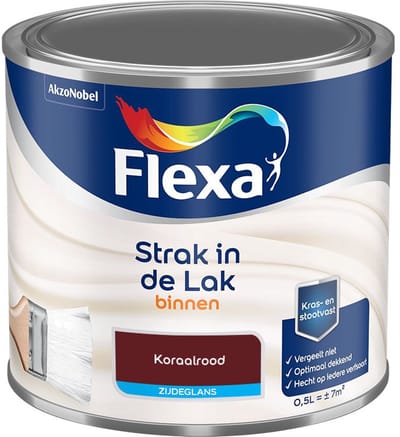 Flexa - Strak In De Lak Binnenlak Zijdeglans - Koraalrood - Mengverf - 500 Ml