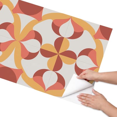 Coloray Meubel Wrap Folie - Oranje Meubelfolie - 65x130 cm - Decoratiefolie Zelfklevend Retro kunst - Meubelfolie Zelfklevend - Retro Meubelfolie - Wrapfolie Keuken - Wanddecoratie - Geometrie