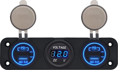 ProRide 12V USB Autolader 4 Poorten - QC3.0 - P19173 - Drievoudig inbouw met Voltmeter