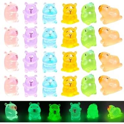 10/20 stuks Lichtgevende Mini Capybara Glow in The Dark Kleine Beeldjes Schattige Dierbeeldjes voor DOE-HET-ZELF Sprookjestuin W12171WW- yellow