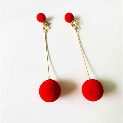 Zwarte Velours Bal Oorbellen, Herfst En Winter Lange Hanger Oorbellen, Minimalistische Stijl Dames Oorbellen rood