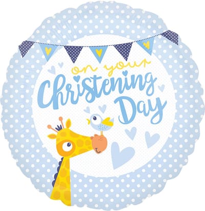 folieballon Christening day blauw amscan doop