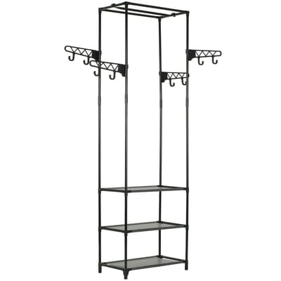 vidaXL - Kledingrek - 55x28,5x175 - cm - staal - en - ongeweven - stof - zwart
