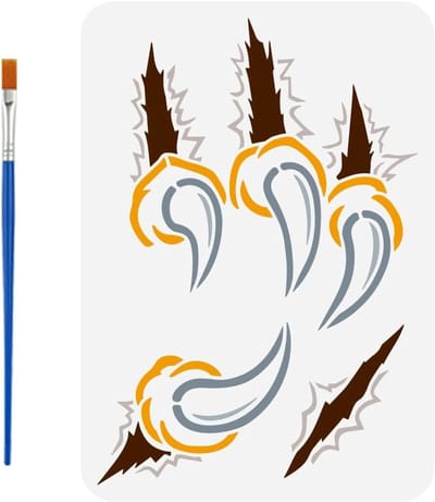 Eagle Claws Schildertemplate met Kwast 21 x 29,7 cm - Tear Crack Patroon voor DIY Decoratie, Stencil voor Schilderen op Hout en Stof, Dieren Thema