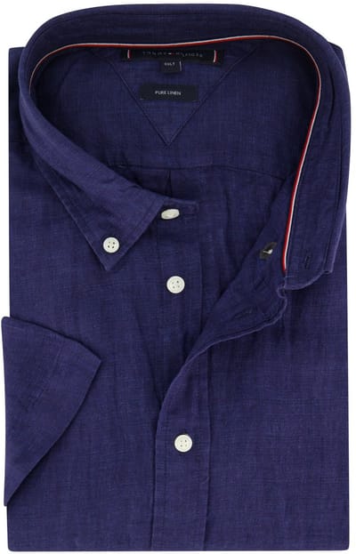 Overhemd Tommy Hilfiger donkerblauw 100% linnen casual zomer