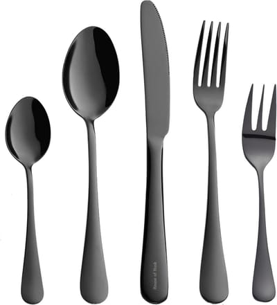 House of Husk Bestekset 30 Delig - Zwart - RVS - 6 Persoons Set - Vaatwasserbestendig - Hoogglans