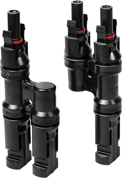 LOGILINK Professional Set van 2 Y-connectoren voor zonnepanelen, mannelijk en vrouwelijk, PVC, zwart.