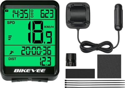SnelShoppen - Fietscomputer Bekabeld met Snelheidsmeter, Automatische Start-Stop, Groene LED Achtergrondverlichting, Waterdicht voor MTB en Racefiets