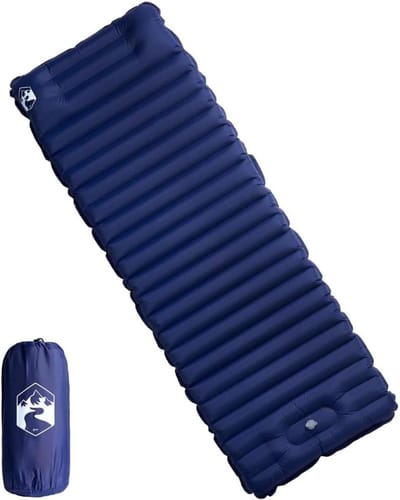 Campingmatras - Slaapmat - Outdoor slapen - Zelfopblazend met voetpomp - 190x68x10 cm - Marineblauw