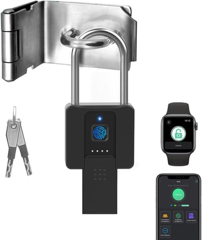 Lang Hangslot met Vingerafdrukherkenning en Afstandsbediening – Waterdicht en Oplaadbaar, 60MM Beugel
