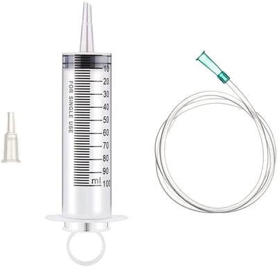 Dailygoods- Plastic Spuit 100 ml - Dikke Cilinder - Hoogwaardig Kunststof - Duidelijke Meetmarkeringen - Geschikt voor Vloeistoffen - Afzonderlijk Verzegeld - Maatspuit