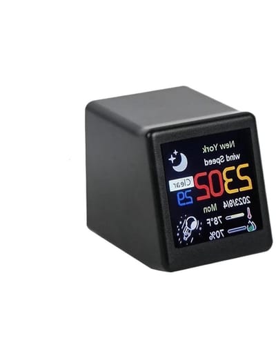 Weerstations Klok - Digitale Weersvoorspeller - Bureau Decoratie - DIY GIF Animatie - 35 cm - Zwart