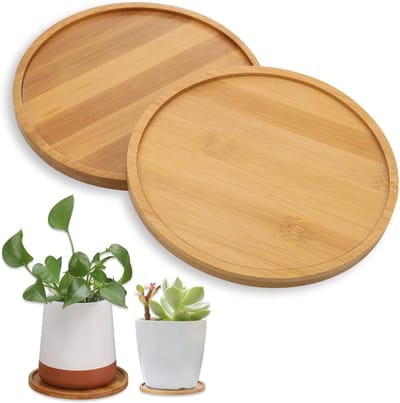 Houten Bloempot Onderzetters voor Planten - Set van 2, Rond, 15,5 cm