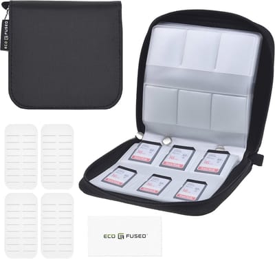 Georganiseerde Geheugenkaarten Houder - Opslag voor 44 Kaarten (SD, Micro SD, CF) met Labels & Microvezeldoek