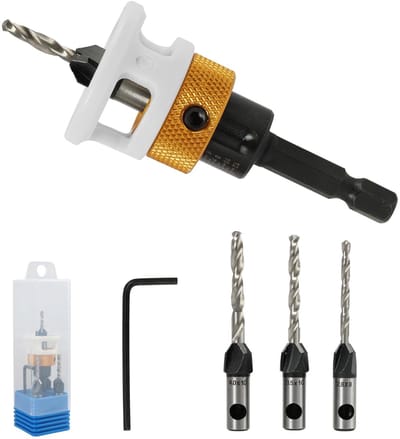 Dailygoods- Kegelverzinkboorset 6-delig - Houtboorset - Voorboren/Verzinken - Dieptecontrole - 1/4 inch Zeskantschacht - Professioneel Gereedschap - Boorset
