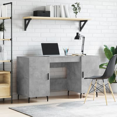 vidaXL - Bureau - 140x50x75 - cm - bewerkt - hout - betongrijs