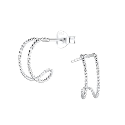 Joy|S - Zilveren oorbellen - oorringen stud - 12 mm / 5 mm - twisted