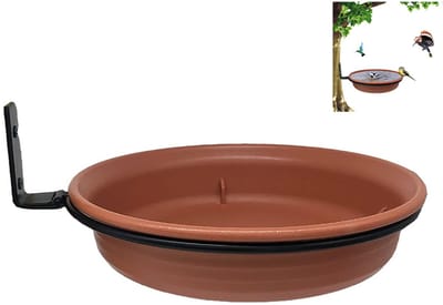 Vogelvoederhuisje - Afneembaar vogelvoederhuisje - Vogelbad - 21x23x4cm - Wandmontage - Gemakkelijk schoon te maken - Stevig en antislip - Geschikt voor tuinen, houten schuttingen, bomen, terrassen, binnen- en buitenmuren - Bruin