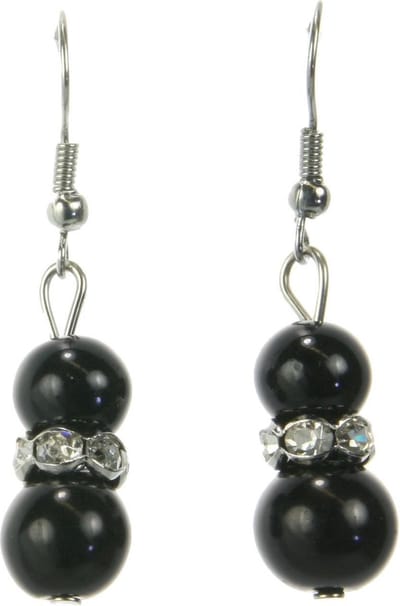 Behave - Oorhangers met zwarte kralen en steentjes - avondstijl - 4,4 cm