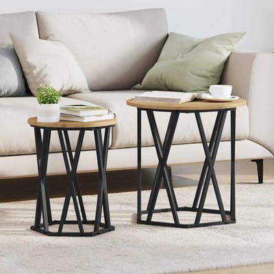vidaXL - Salontafel - 2 - st - Artisan - Eiken - 50 - x - 50 - x - 50 - cm