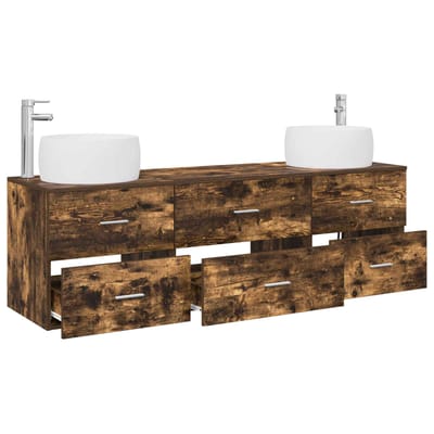 vidaXL - Badkamermeubel - Set - 3 - st - Gerookt - eiken - 49,5 - x - 44,5 - x - 66 - cm