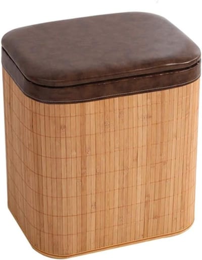 Voetenbankje Met Opbergruimte - Poef Bankje - Voeten Rusten - Handgebreid Bamboe - 30*26*38Cm - Niet Gespecificeerd