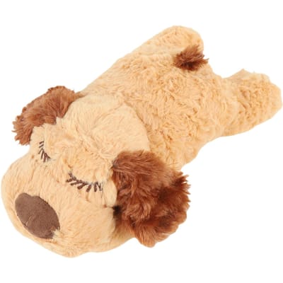 Hartslag Puppy Speelgoed Interactief Knuffeldier Hartslag Pluche Speelgoed voor Huisdier Gedrags Slaap Kalmerende Hulp Bruin bruin