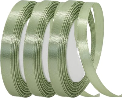 3-delig - Saliegroen lint - 1 cm breed x 22,7 meter lang - Perfect voor kerstversieringen, boeketten, cadeauverpakkingen, haaraccessoires, doe-het-zelfprojecten, huwelijksuitnodigingen en babyshowers.
