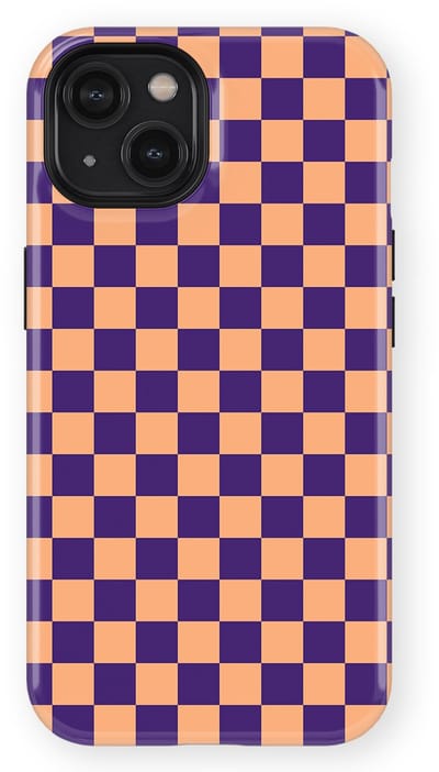 Design Hoesje geschikt voor iPhone 14 | Geschikt Voor Mag | Tiny Squares Checkered Print | Backcover geschikt voor iPhone 14 Pixel Peach