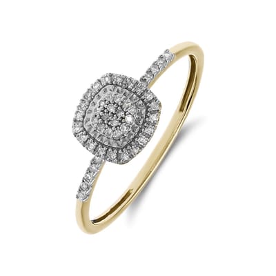 Lucardi Dames 14 Karaat gouden ring diamant 0,10ct - Ring - 14 Karaat Goud - Goud - 18.50 / 58 mm