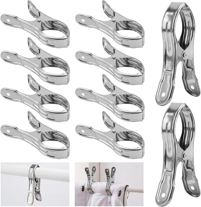 Set van 8 RVS Kledingknijpers voor Grote Handdoeken, Ideaal voor Strand, Kamperen en Was, Duurzame en Sterke Tension Clips voor Handdoeken en Badhanddoeken