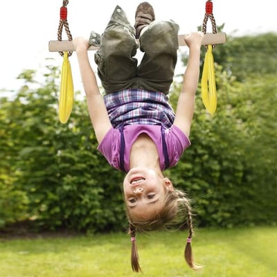 Kinderen Trapeze Schommel - Houten Speelset - Binnen Buiten Plezier - Verstelbaar Touw - Tot 160kg - Natuurlijk Hout
