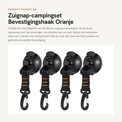 Dailygoods- Zuignapset 4-delig - Zuignapbevestigingshaak - Zuignapanker - Hoogwaardig materiaal - Maximaal draagvermogen 10 kg - Voor auto-zijluifels - Zuignaphaak