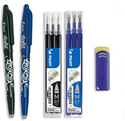 Uitwisbare rollerball pen met vullingen en gum - Comfortabel schrijven zonder fouten