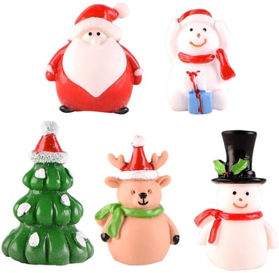Allecto - Kerstvisbak Ornament - 5-delige Decoratie - Rood - Kerstboom en Kerstman - Sfeervolle versiering - Geschikt voor kinderen