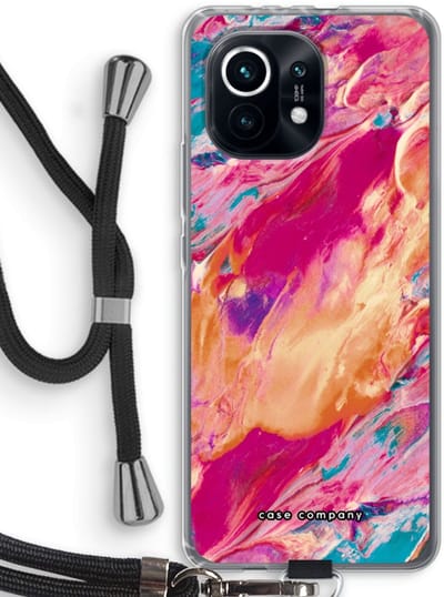 Case Company® - Hoesje met koord geschikt voor Xiaomi Mi 11 hoesje met Koord - Pastel Echoes - Telefoonhoesje met Zwart Koord - Bescherming aan alle Kanten en Over de Schermrand