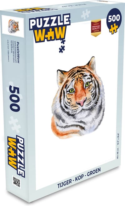 Puzzel Tijger - Kop - Groen - Legpuzzel - Puzzel 500 stukjes