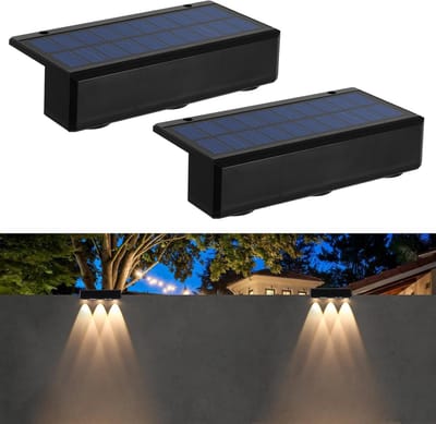 Zonnelampen voor Tuinhek - 2 Stuks Wandlampen op Zonne-energie met 3 LEDs - Waterdichte Verlichting voor Buiten en Binnen