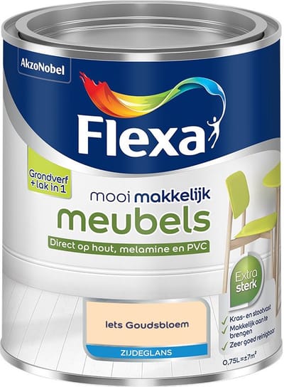 Flexa - Mooi Makkelijk Meubels Zijdeglans - Iets Goudsbloem - Mengverf - 750 Ml