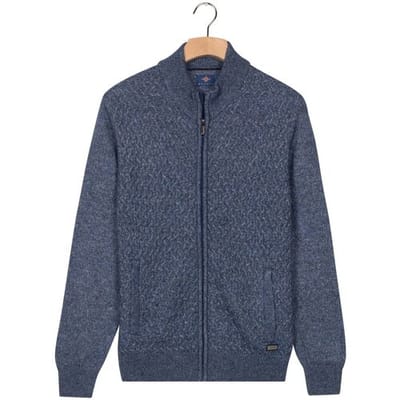 Baileys Vest Wave Cable Knit Fullzip Single Knit Mid Denim Blue / male