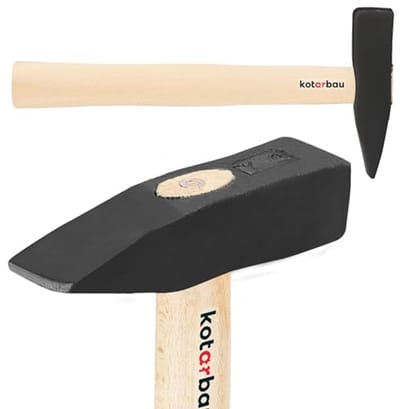 KOTARBAU® Voorhamer, 0,5 kg, Sloophamer, Staal, Slotenhamer, Ergonomisch, Zware, Hamer Voor Sloopwerk, Slotenmaker Hamer, Sloophamer Met Houten Steel, 32 cm, Zwart Natuurlijk