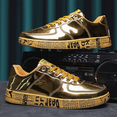 Luxe Heren Casual Sneakers Hardloopschoenen Vrije Tijd Goud Sneakers HipHop Comfortabel Mode Sportschoenen Ademend Schoeisel Mannelijk 41 brown