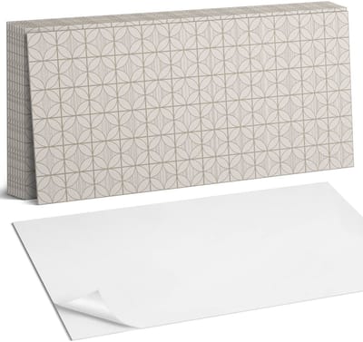 Coloray Plaktegels - Geometrisch patroon met cirkels Zelfklevende Wandtegels - 40 cm x 20 cm - Beige Plaktegels - 10 stuks - Rechthoek PVC Tegels - Plaktegels Badkamer - Vloertegels Zelfklevend - Vinyl Tegels - Portugese Tegels
