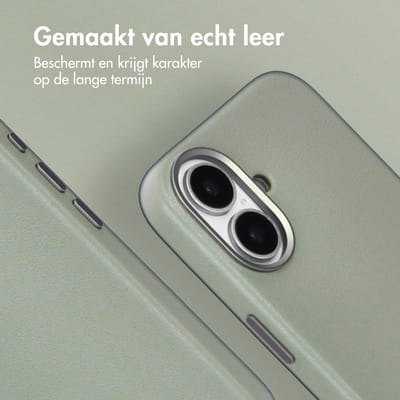 Accezz Hoesje - Geschikt voor iPhone 16 - geschikt voor MagSafe Leather Backcover - Light Grey