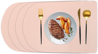 Dailygoods- Placemat Set 4 Stuks - Wasbare Placemat - Dubbelzijdige Antislip - Waterdichte Placemat - 45 x 30 cm - Roze/Zilver - Tafelmat