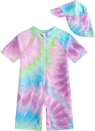Lange Mouw Baby Meisjes Badpak met Zonnehoed - UV Bescherming, Comfortabel en Stijlvol Zwemkleding voor Kinderen
