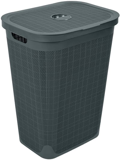 Wasmand 'Hessian' met deksel - 60 Liter - Box - Antraciet - Ventilatie