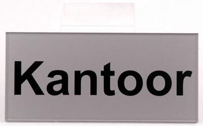 Kantoor Deurbordje helder acrylaat - 60 mm x 130 mm - Bevestiging dubbelzijdige plakstrip - Promessa-Design.