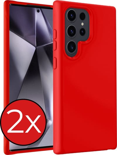 Hoesje - 2 Stuks - Geschikt voor Samsung Galaxy S24 Ultra - Sterk & Shockproof - Telefoonhoes - Back Cover - Case Siliconen - Telefoon Hoes - Rood