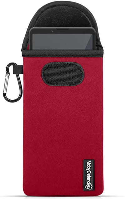 MobyDefend Hoesje - Geschikt voor Sony Xperia 10 VII - Neopreen Pouch Met Karabijnhaak - Insteek - Riemlus - Rood